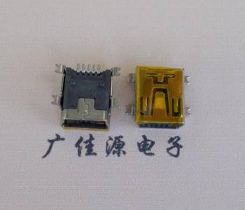 五桂山街道MINI USB 5P 接口 母座 全贴带麦拉 高9.6带0.9柱子