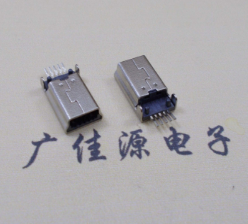 五桂山街道MINI USB公头 5pin端子贴板带柱 10.7mm体长