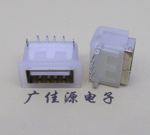 五桂山街道卧式后两脚DIP插板USB AF 2.0防水母座,反向插A公头连接器