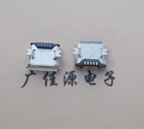 五桂山街道Micro USB 5PIN接口,B型垫高0.9mm鱼叉脚贴片雾锡卷边